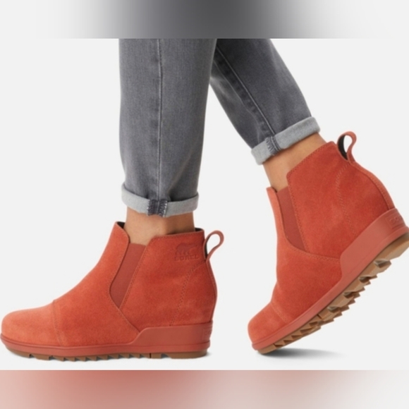 Sorel Shoes - Sorel Evie Pull-On Waterproof Suede Leather Wedge Ankle Booties Size 8 NWOT